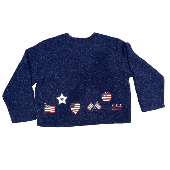 Christopher & Banks Button Up Sweater Navy Blue Patriotic Flag Star Women's XL - Picture 2 of 11